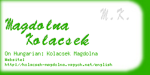 magdolna kolacsek business card